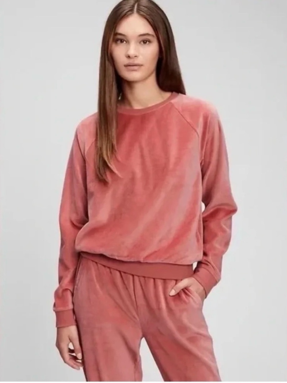 GAP Set Dusty Pink Velour Sweat Outfit Jogger Size XS